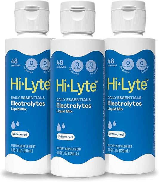 Hi-Lyte Sugar Free Electrolytes for Rapid Hydration, Fasting and Immune Support (3 Bottles, 144 Servings) | NO Calories | 20%+ More Potassium, Magnesium & Zinc-FlexoryFit