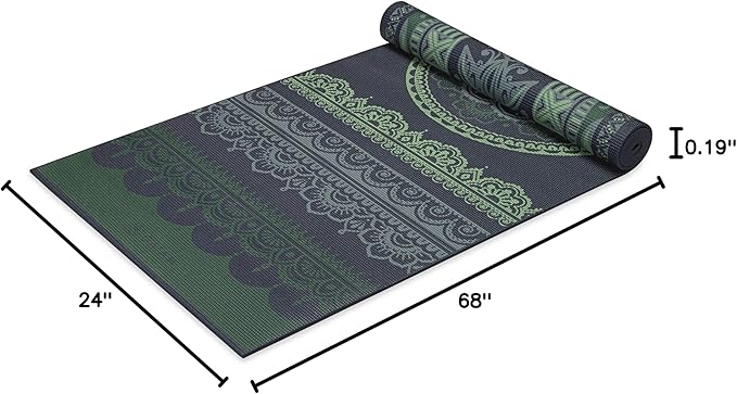 Gaiam Yoga Mat - Premium 6mm Print Reversible Extra Thick Non Slip Exercise & Fitness Mat for All Types of Yoga, Pilates & Floor Workouts (68" x 24" x 6mm Thick)-FlexoryFit