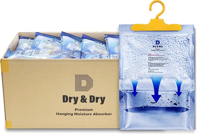 Dry & Dry 50 Packs [Net 7 Oz/Pack] Moisture Absorbers for Home, Basement & Bedroom - Small Dehumidifiers