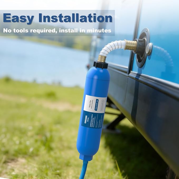 RV Water Filter with 2 Flexible Hose Protector, NSF Certified, 4 Pack Inline - Image 5