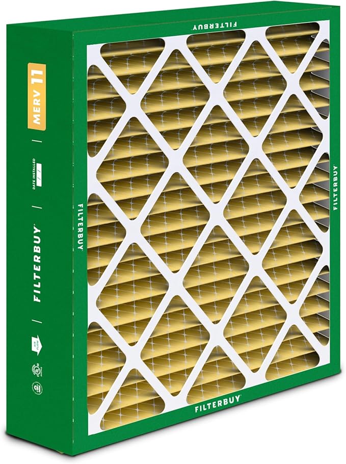 Filterbuy 20x25x6 Air Filter MERV 11 (MPR 1200) Allergen Defense (4-Pack), Pleated HVAC AC Furnace Filters for Aprilaire Space-Gard 201/2200 / 2250 & Lennox (Actual Size: 19.75 x 24.25 x 6.00)