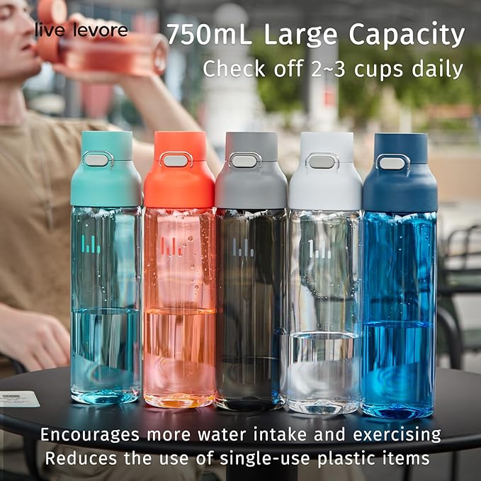 750ml Leak Proof Water Bottle with Flip Top Lid, BPA-Free USA Tritan Drink Bottle, Dishwasher Safe for Office, Outdoor & Daily Use (Blue, 1 Pack)