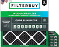 Filterbuy 18x18x1 Air Filter MERV 8 (MPR 700) Odor Eliminator Replacement (5-Pack), Electrostatic Pleated HVAC AC Furnace Filters w/Activated Carbon, Made in USA (Actual Size: 17.75 x 17.75 x 0.75)