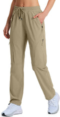 Women's Hiking Pants Quick Dry Lightweight Cargo Pants UPF 50 Water Resistant Zipper Pockets for Golf Travel Work Camping