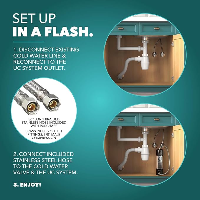 CuZn Under Sink Water Filter for Sink Faucet, 5 Year Filter Life, NSF/ANSI 42 & - Image 7