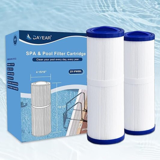 FC-0172 Spa Filter Replacement for SC757, PWW50L, 4CH-949, FIL50-5D13H15FCT-3, SD-01143, 817-4050, PDC570-AFS, 50 Sq.ft. Hot Tub Filter(2 Pack)