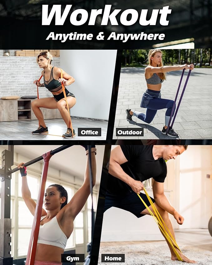 Zacro Resistance Bands, 6 Resistance Levels Pull Up Assistance Bands, Exercise Bands for Men&Women, Heavy Duty Resistance Band Set with Door Anchor, for Working Out, Muscle Training, Physical Therapy-FlexoryFit