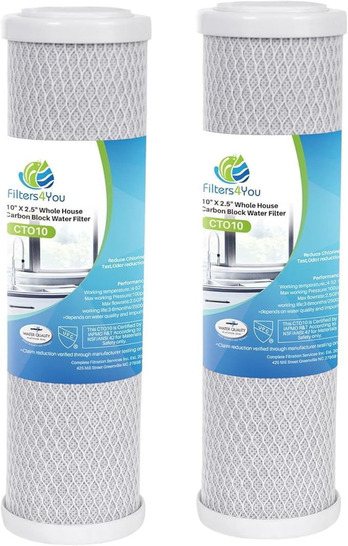 CFS – 2 Pack Water Filter Cartridges Compatible with FXSVC, D-250A, P-250 and P-250A Models – Remove Bad Taste & Odor – Whole House Replacement Water Filter Cartridge – 1 Micron – 10" x 2.5", White