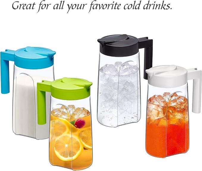 Amazing Abby - Slim Mini - 2-Pack Tritan Pitcher (48 oz), Unbreakable Plastic Water Pitcher with Lid, BPA-Free, Heat-Resistant, Dishwasher-Safe, Great for Both Iced and Hot Drinks, Black
