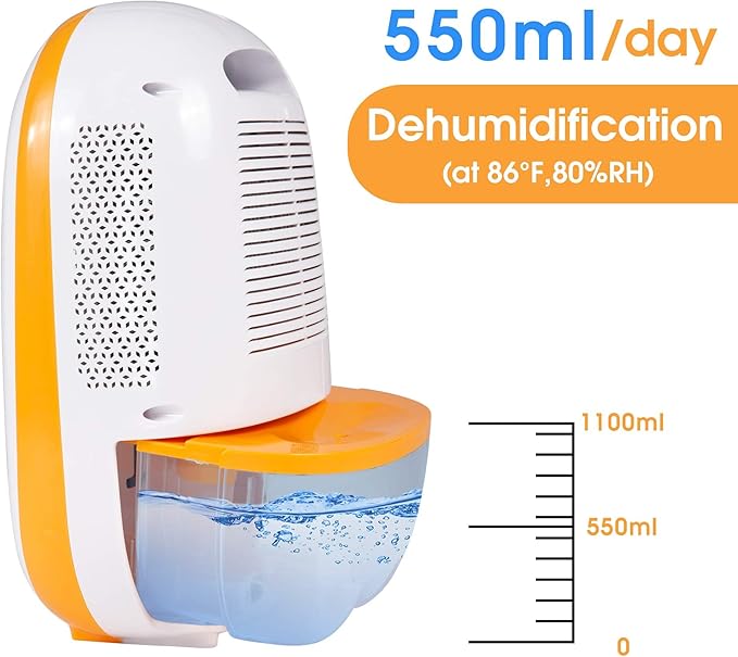 Dehumidifier for Home 37 OZ(1100ml) Water Tank with Auto Shut Off,430 Sq.ft Mini Small Portable Quiet Dehumidifier for Closet Basement Bedroom Bathroom Garage Wardrobe RV
