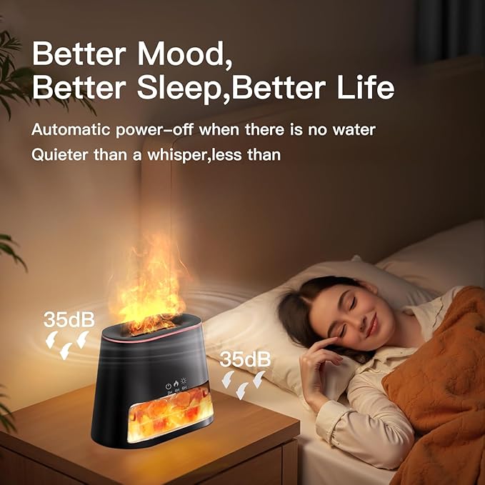 Luxury Himalayan Salt Lamp Humidifier & Aromatherapy Diffuser - 8 Color Mood Lighting w/Remote for Spa, Bedroom, Home Relaxation260ml (Black)