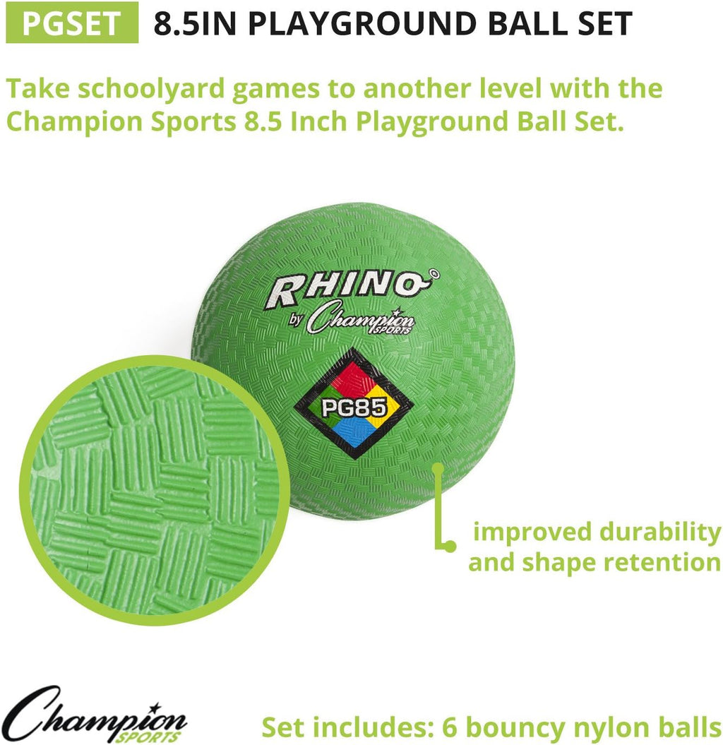 Champion Sports Playground Balls – Single Balls & Sets, Multiple Colors, Durable Nylon-Wound Construction for Kickball & Indoor/Outdoor Play