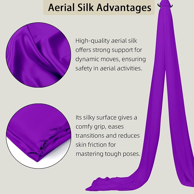15/25 Yards Aerial Silk Professional Indoor Aerial Yoga Hammock Fabric Outdoor Fitness Silk for Dance, Circus Training, Home Gym-FlexoryFit