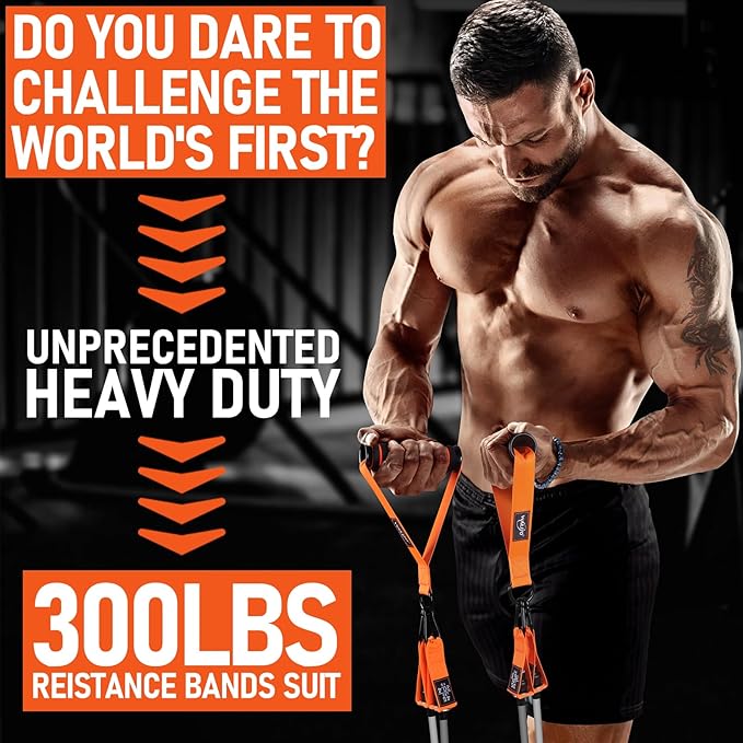 WALITO Resistance Bands Set - Exercise Bands with Handles, Door Anchor, Legs Ankle Straps, for Heavy Resistance Training, Physical Therapy, Muscle Training, Yoga, Home Workouts-FlexoryFit