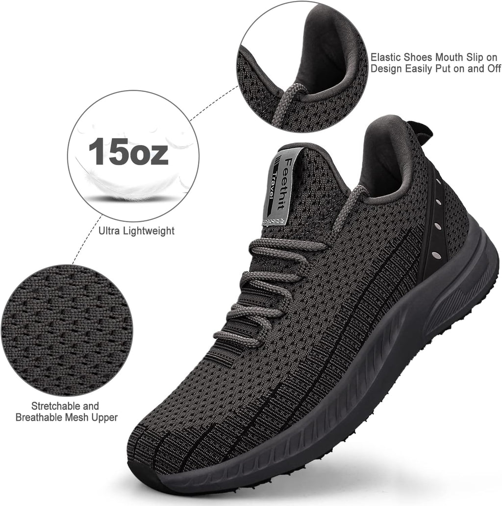 Feethit Mens Slip On Walking Shoes Blade Tennis Shoes Non Slip Running Shoes Lightweight Workout Shoes Breathable Mesh Fashion Sneakers