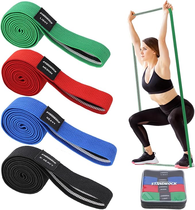 Fabric Resistance Bands for Working Out, 3 and 4 Levels Booty Bands Long Resistance Bands for Women and Men | Elastic Bands for Exercise Bands Resistance Workout Bands Resistance-FlexoryFit