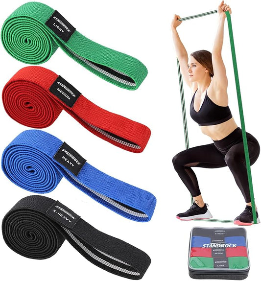 Fabric Resistance Bands for Working Out, 3 and 4 Levels Booty Bands Long Resistance Bands for Women and Men | Elastic Bands for Exercise Bands Resistance Workout Bands Resistance-FlexoryFit
