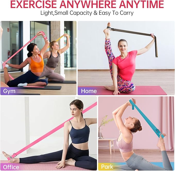 Yoga Exercise Adjustable Straps 8FT with Durable D-Ring for Pilates & Gym Workouts | Hold Poses, Stretch, Improve Flexibility & Maintain Balance-FlexoryFit