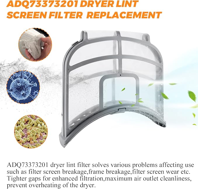 UPGRADED ADQ73373201 Dryer Lint Filter for LG Kenmore Dryer Lint Screen by Blutoget-Replace ADQ733732 PS7787727 DLEX9000V DLEX8000V DLEX8000W DLEX5000V DLEX5000W DLGX8001W,Vent Trap Cleaner Brush
