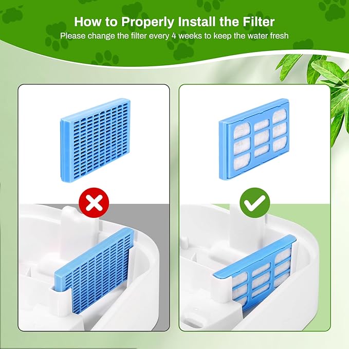 Cat Water Fountain Filter, 12 Pack Replacement Filter for 2L/ 70 fl. oz. Pet Water Fountain, Activated Carbon Filter for Large Fresh Water Drinking Fountain Dispenser Triple Action Filter for Dog/Cat