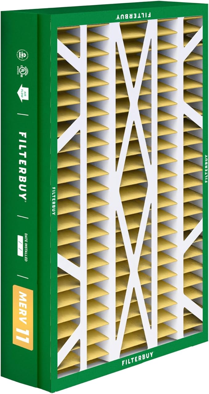 Filterbuy 14.5x27x5 Air Filter MERV 11 Allergen Defense (2-Pack), Pleated HVAC AC Furnace Air Filters for Trane, American Standard, Honeywell, and Accumulair (Actual Size: 14.06 x 26.13 x 4.97 Inches)