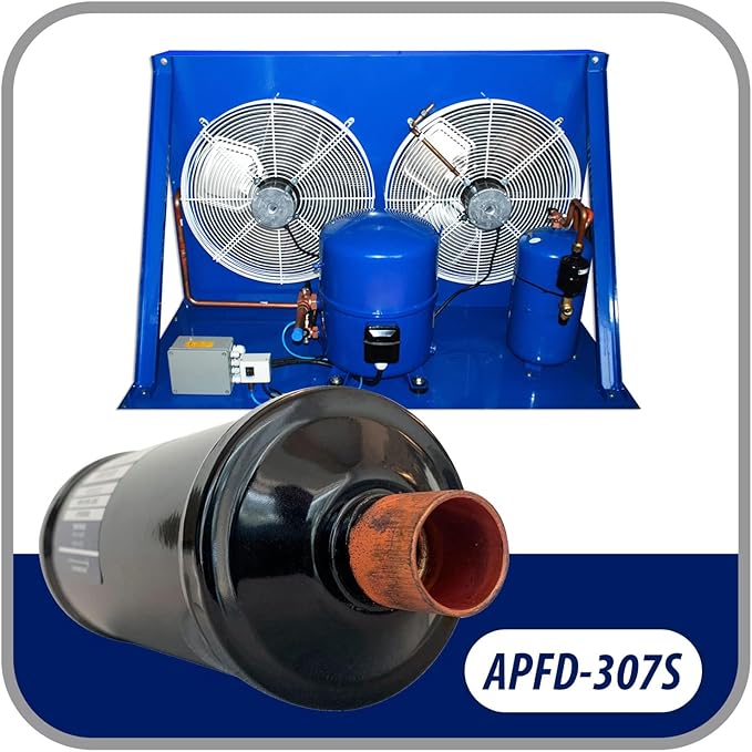 Appli Parts APFD-307S 7/8 in Liquid Line Refrigerant AC Filter Drier hvac Refrigeration 307S ODF Sweat Solder connection universal unidirectional 10-1/2 in long 3-1/4 in wide