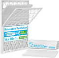 Reusable 16x20x1 Air Filter (MERV 8), 1 Foldable Frame + 6 Refills (Not Individual Filters), Greener HVAC AC Furnace Air Filters MPR 700&FPR 5(Actual Size:15.75"x19.75"x0.75")