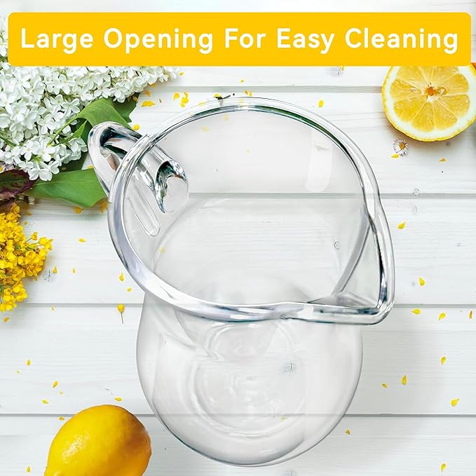 Lily's Home Set of 2 Break Resistant Plastic Pitcher, the Large Capacity Makes it Excellent for Parties, Both Indoor and Outdoor, Made in Taiwan (98 Ounces)