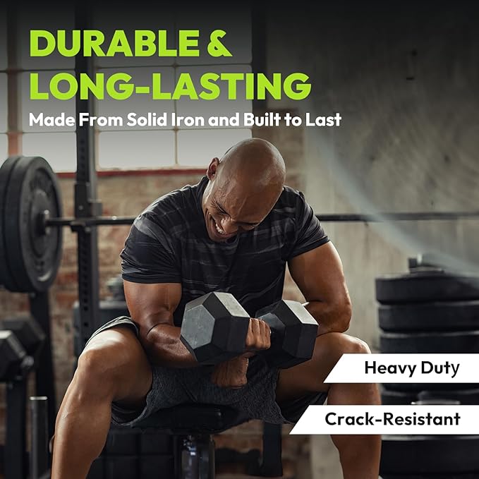 Hex Dumbbell Sets with Rack, 60-550 lb Rubber Encased Exercise & Fitness Dumbbells Set with Rack Option, Hand Weight for Strength Training, Weight Dumbbells-FlexoryFit