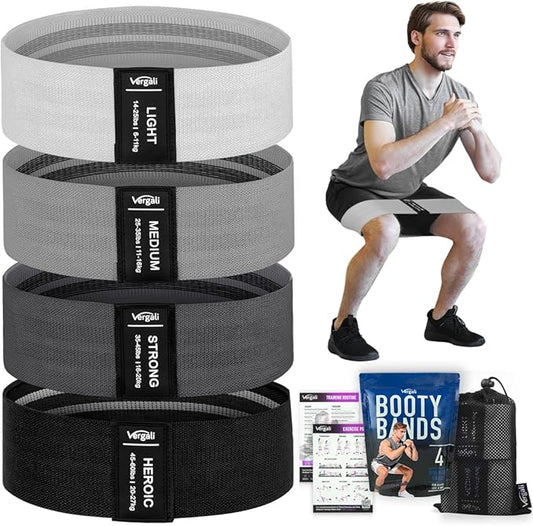 Resistance Bands for Working Out with Workout Bands Guide. 4 Booty Bands for Women Men Fabric Elastic Bands for Exercise Bands Resistance Bands for Legs Bands for Working Out Hip Thigh Glute Bands Set-FlexoryFit