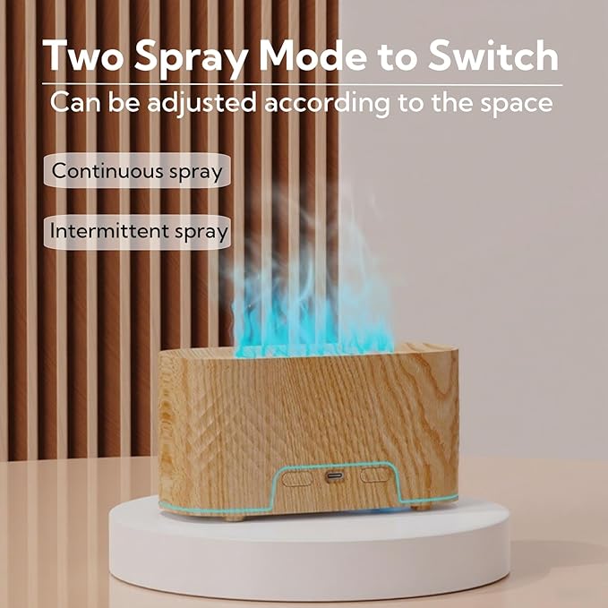 Flame Diffuser Humidifier for Essential Oils - Fire Ultrasonic Aroma Diffusers, USB Personal Desktop Quiet Cool Mist Small Humidifier with Auto-Off for Home Office Bedroom (Black)