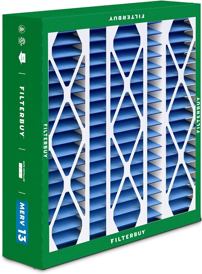Filterbuy 20x25.25x3.5 Air Filter MERV 13 Optimal Defense (1-Pack), Pleated HVAC AC Furnace Air Filters Replacement for Aprilaire Space-Gard 102/2120 (Actual Size: 19.94 x 25.38 x 3.75 Inches)