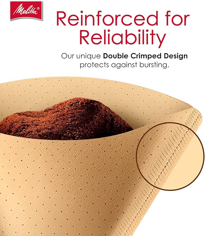 Melitta #4 Cone Coffee Filters, Natural Brown, 100 Count, Pack of 6