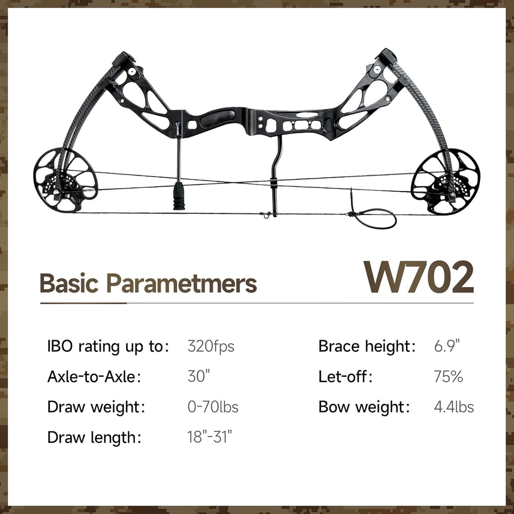 Compound Bows Draw Weight 30-70lbs Ready to Shoot, Bow and Arrow Set for Adults, Archery Set Come with All The Accessories