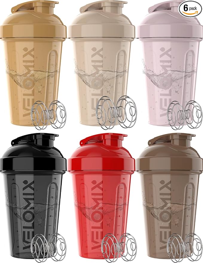 '-6 PACK- 20 OZ Protein Shaker Bottles for Protein Mixes, Shaker Cups for Protein Shakes, Small Shaker Bottle Pack, Shaker Cup, Shakers for protein Shakes (Midnight Clay - 6 Pack)-FlexoryFit