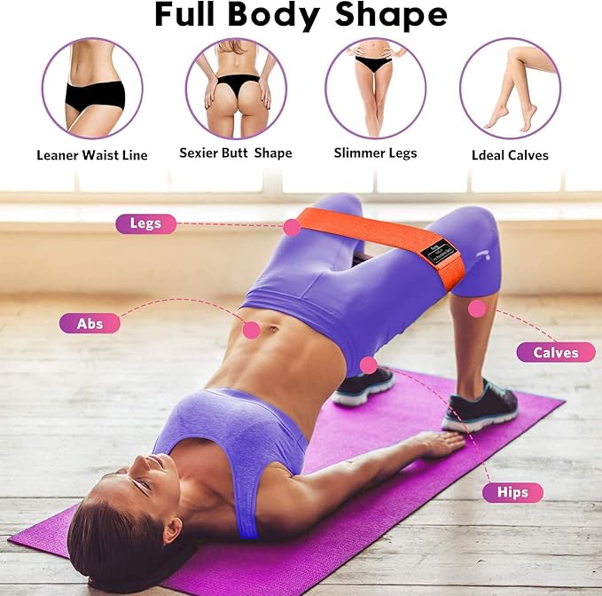 Renoj Resistance Bands, Yoga Starter Sets for Women and Men, 3 Set of Stretch Exercise Workout Bands for Booty Legs, Elastic Pilates Flexbands-FlexoryFit