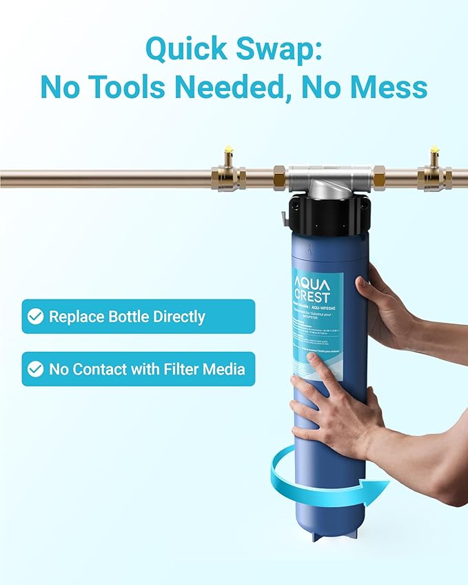 AQUA CREST W03AE Whole House Water Filter, Well Water Filter Replacement for Aqua-Pure® AP910R, Compatible with 3M® Aqua-Pure® AP902 System, 10000 Gallons, Reduces Sediment, 1 Pack