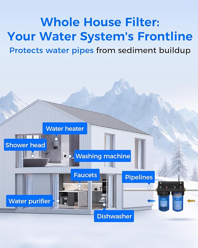 Waterdrop Whole House Water Filter, Carbon Filter Reduce Chlorine,Taste, and Odor Cartridge Replacement for GE GXWH40L, FXHTC, Ispring, Culligan® RFC-BBSA, Whirlpool®, Any 10" x 4.5" System, 5 Micron