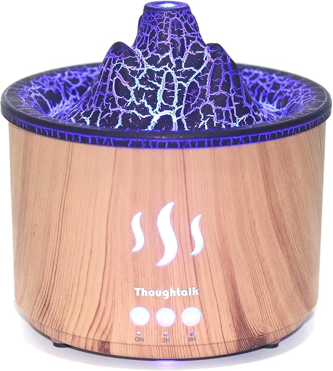 Volcano Cool Mist Essential Oil Diffuser & Humidifier for Bedroom 5 Light Modes Scent 400ml Small Size Large-Capacity, Maximum 36H Ultra-Quiet Aromatherapy for Office, Home, Study and Deep Sleep