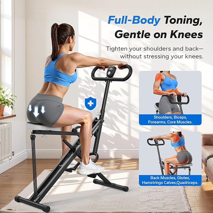Squat Machine, MERACH R07 2 in 1 Squat Rowing Machine, Easy Setup & Foldable Exercise Equipment, Glute Trainer Machine, Glutes & Leg Home Workout Machine-FlexoryFit