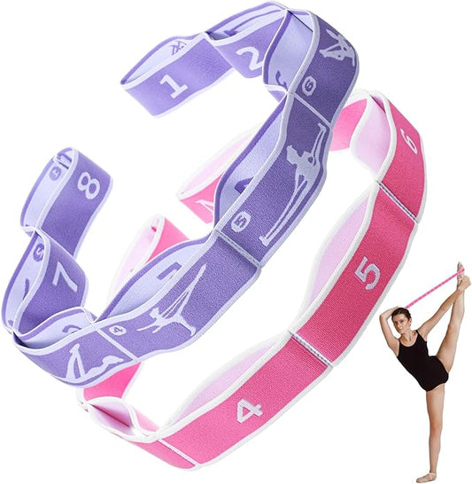 2Pcs Stretching Strap for Kids, Elastic Yoga Straps with Loops for Stretching Equipment, Kids Stretch Band, Resistance Bands, Gymnastics Stretch Band for Trainer Gymnastics Training, Yoga, Latin-FlexoryFit