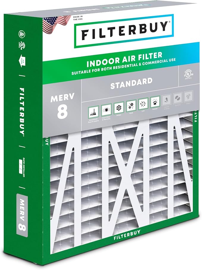 Filterbuy 17.5x21x5 Air Filter MERV 8 (MPR 700) Dust Defense Replacement (1-Pack), Pleated HVAC AC Furnace Filters for Rheem, Ruud, and Protech (Actual Size: 17.13 x 20.63 x 4.38)