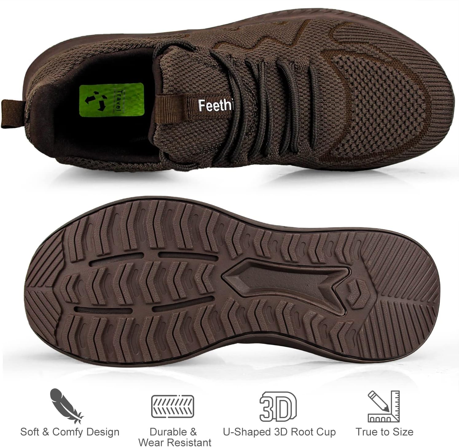 Feethit Mens Non Slip Walking Sneakers Lightweight Breathable Slip on Running Shoes Athletic Gym Tennis Shoes for Men
