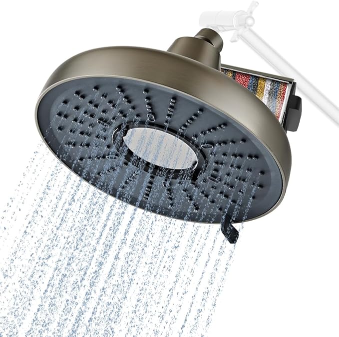 Filtered Shower Head - 8 Inches High Pressure Fixed Rain Showerhead for Hard Water Softener with 18-Stage Filter - Reduces Chlorine and Heavy Metals （Nickel Brushed）