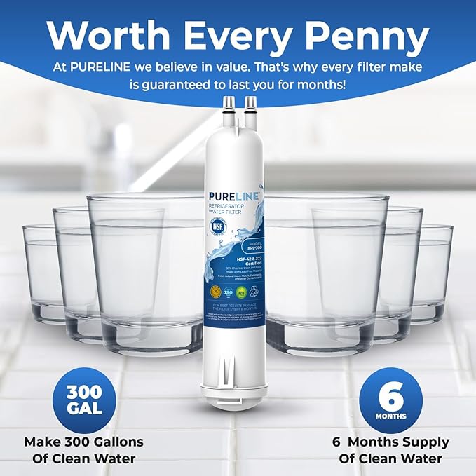 Pureline Replacement for Everydrop® Filter 3, EDR3RXD1, 4396710, 4396841 Water Filter, Kenmore® 46-9083, 46-9030 Refrigerator Water Filter (2 Pack)