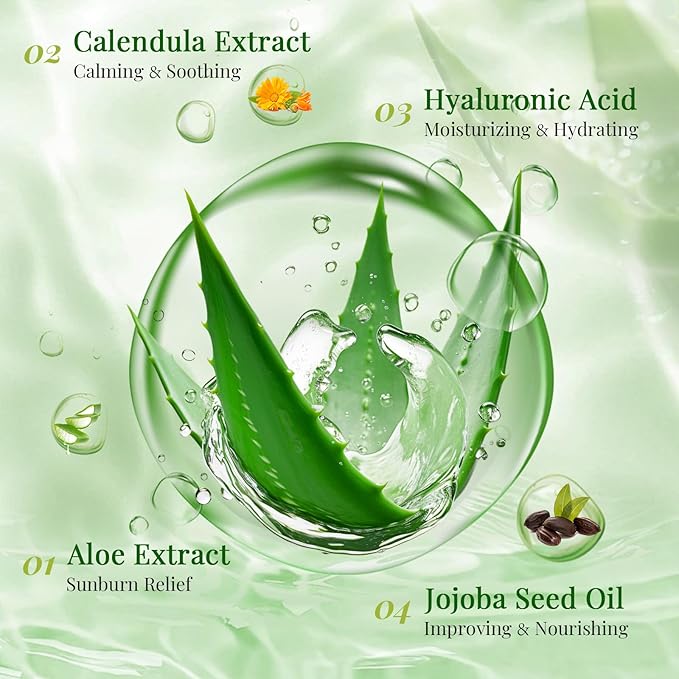 12 Pack Aloe Vera Face Masks Skincare, Sheet Aloe Hydrating Face Mask for Sunburn Relief and After Sun Care, Bulk Aloe Vera Face Mask for Spa Party Gifts-FlexoryFit