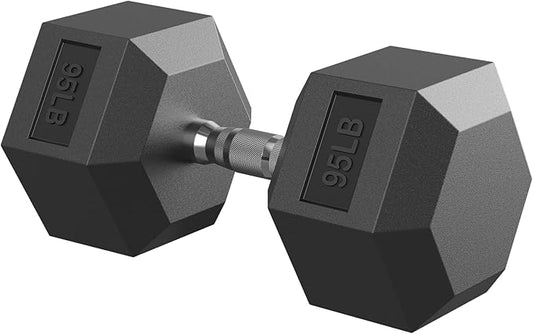Hex Dumbbell 40-125 lb, Rubber Encased Exercise & Fitness Dumbbells, Hand Weight for Strength Training-FlexoryFit