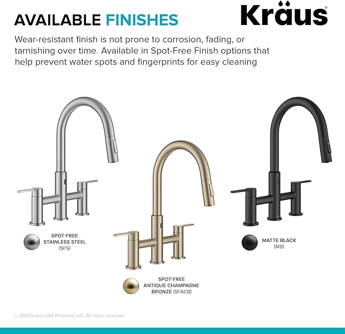 KRAUS Oletto Touchless Sensor Bridge Kitchen Faucet with Pull-Down Sprayhead in Matte Black, KSF-3122MB