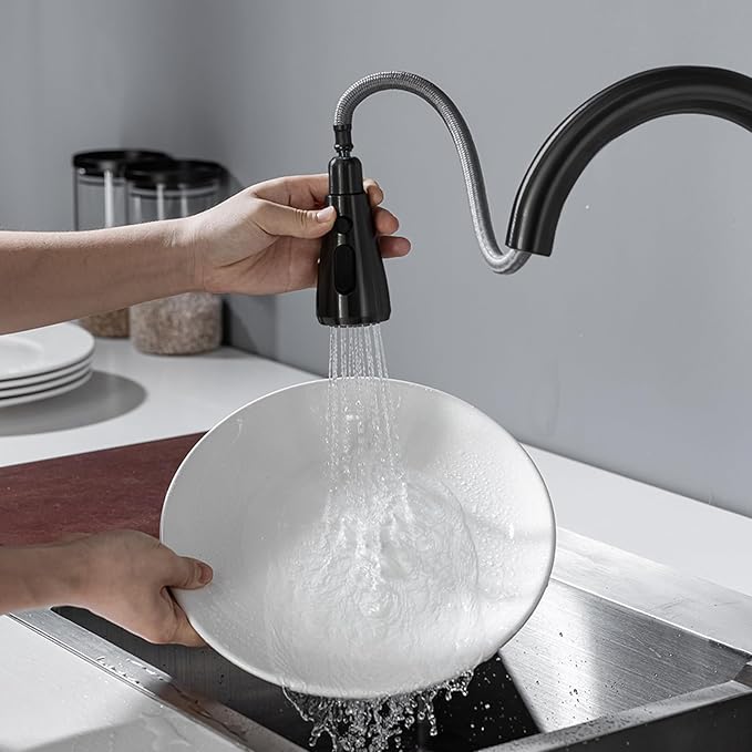 Black Touchless Infrared Sensor Kitchen Faucet with Pull Down Sprayer - Stainless Steel Single Handle Motion Sensor