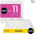Simply 12x24x1 Air Filter, MERV 11, MPR 1000, 4 Pack, For Home AC Furnace & HVAC (Actual Size: 11.75"x23.75"x0.75") DUST, Pet, & Allergy Control